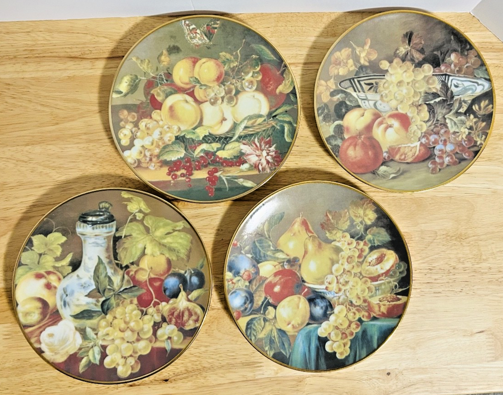 Gloria Bavaria Fruit Plates Set of 4 | 24K Gold Rim | German Porcelain