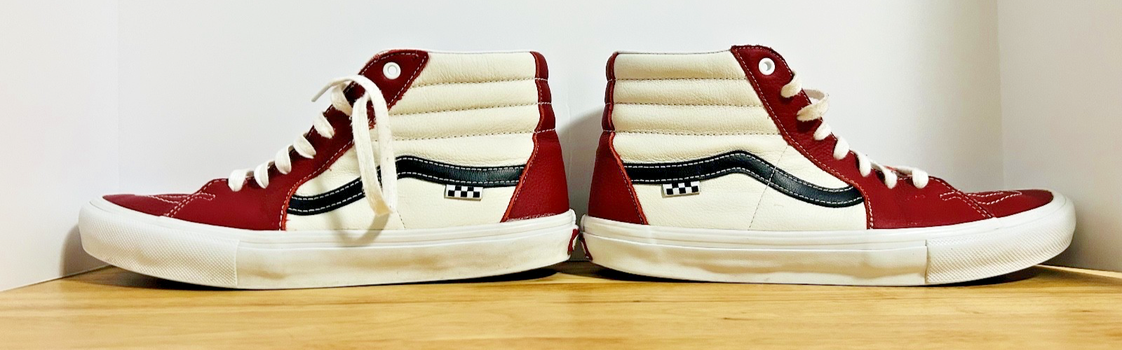 Vans Sk8-Hi Red White Leather Skate Shoes Men’s 11 PopCush
