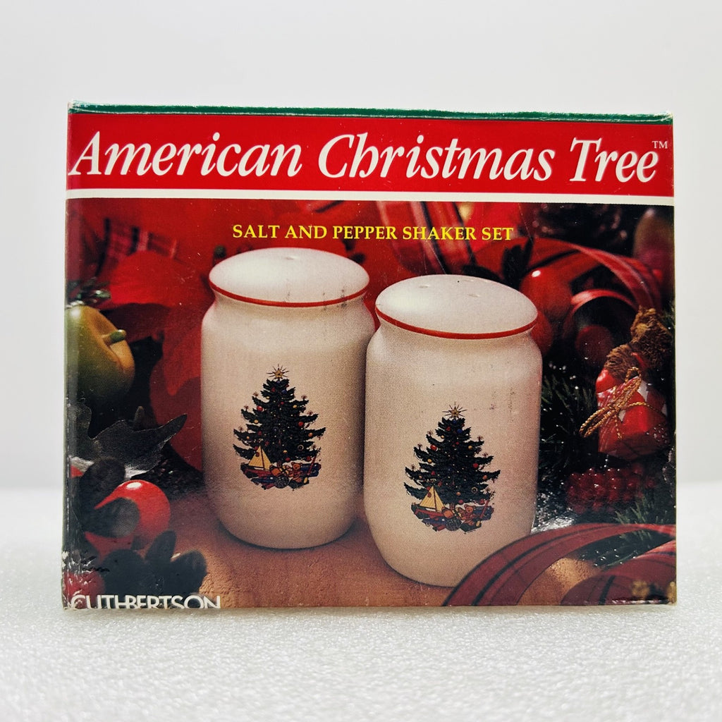Cuthbertson American Christmas Tree Salt Pepper Shakers Set w Box