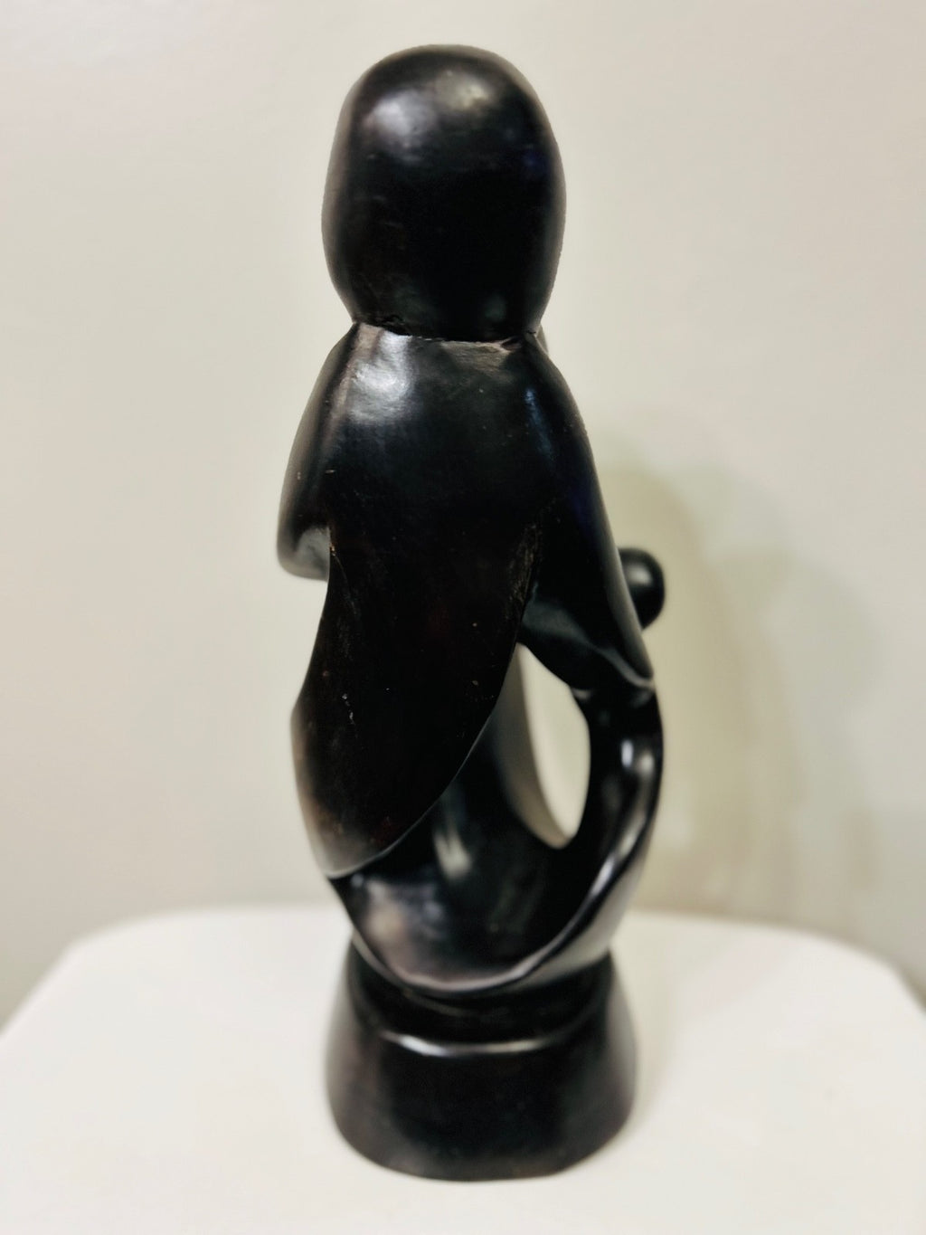 15″ Brown Soapstone Family Sculpture Abstract Stone Art, Mom Dad Child Figurin
