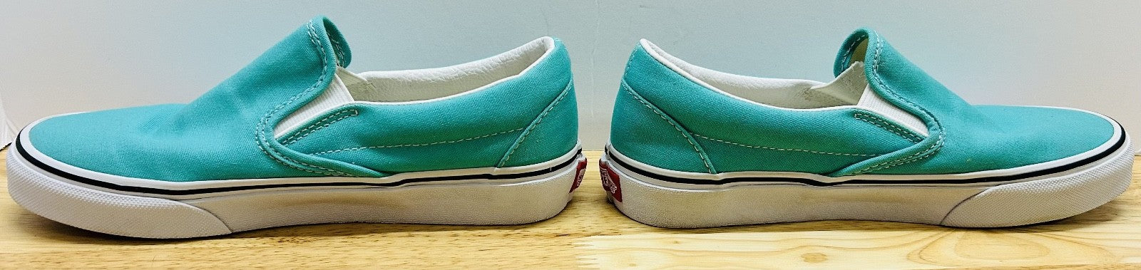 Vans Classic Slip On Teal Canvas Shoes Mens 5.5 Womens 7 Skate Casual