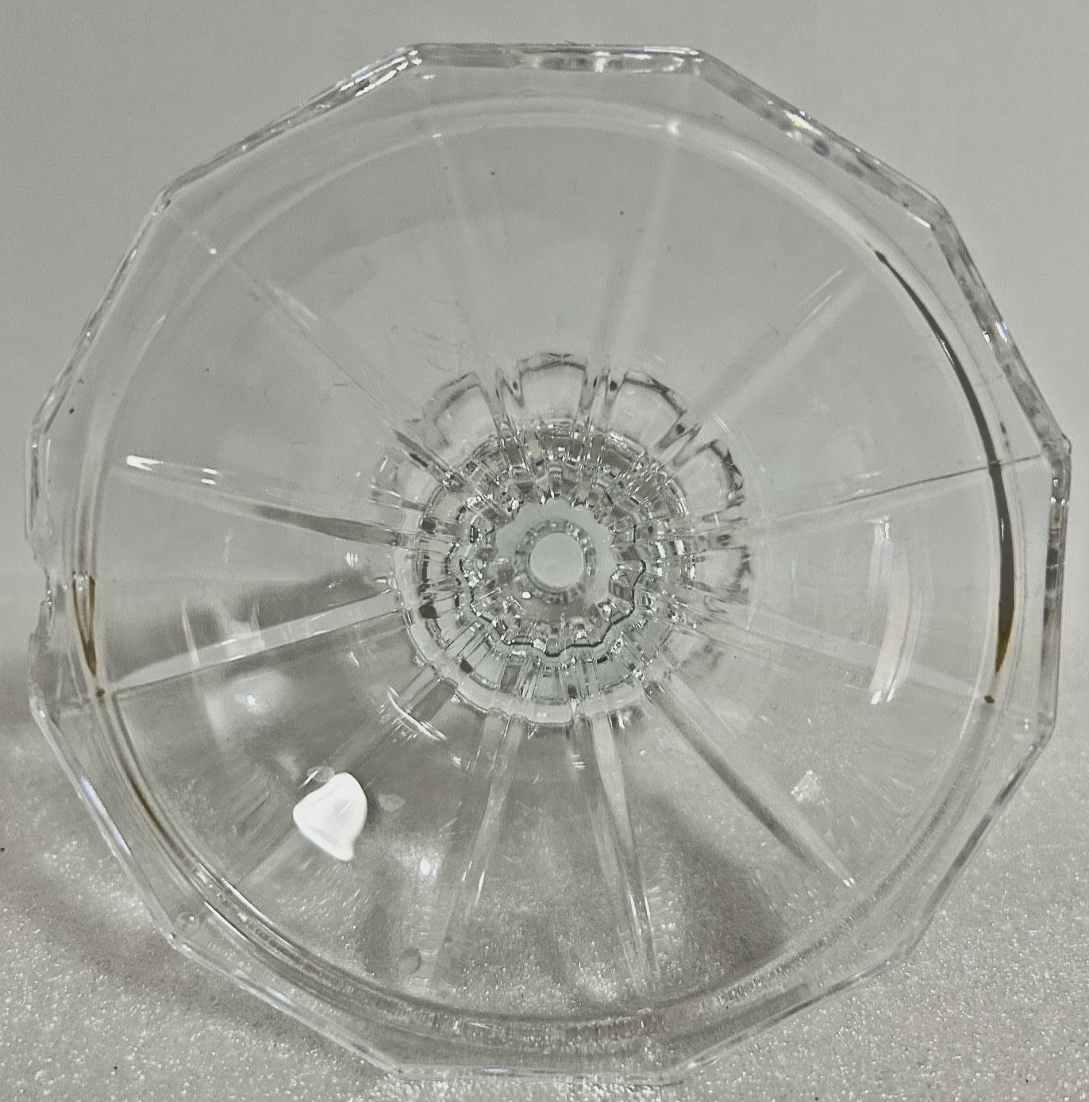 Vintage Clear Pressed Glass Pedestal Candle Holder 4.25” Octagon