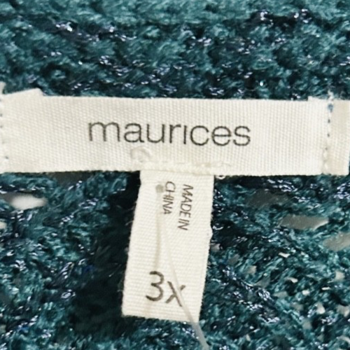 Maurices 3X Teal Metallic Knit Sweater V-Neck Plus Size NWT