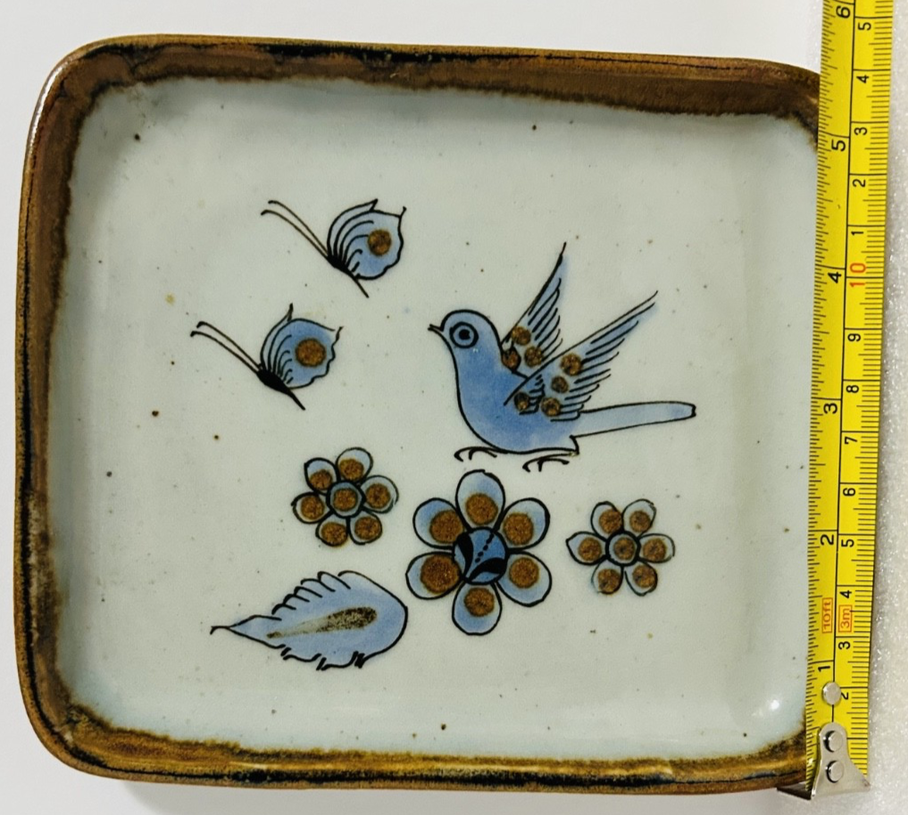 El Palomar Mexico Bird Teapot w Lid Tray Dish Set Blue Pottery VTG