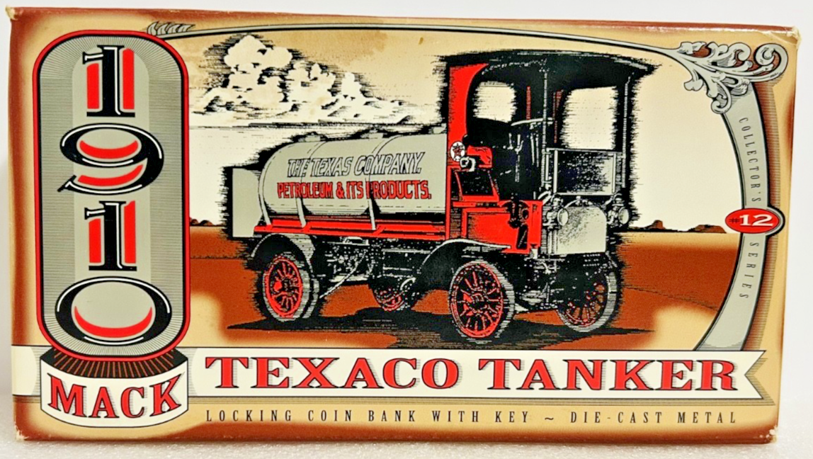 1995 Ertl Texaco 1910 Mack Tanker Coin Bank Diecast w/ Box & Paperwork