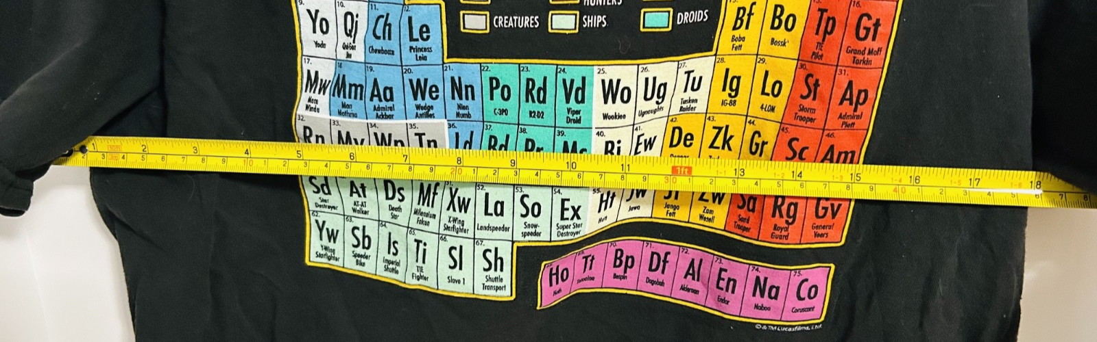 ⭐ Star Wars Periodic Table Elements Graphic T-Shirt Size L Black Cotton