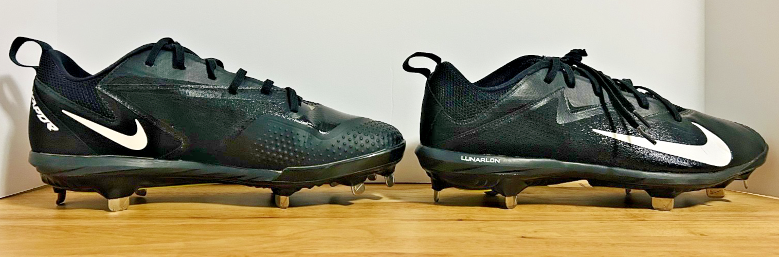 Nike Vapor Metal Baseball Cleats Black White LunarLON Men's 10.5