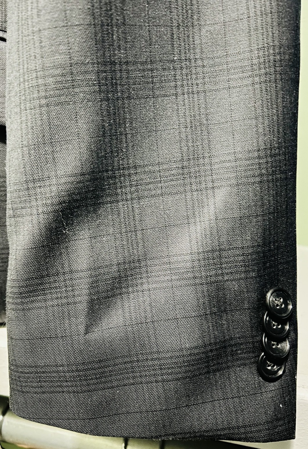 Kenneth Cole New York 46L Gray Plaid 100% Wool Sport Coat Blazer 2 Button