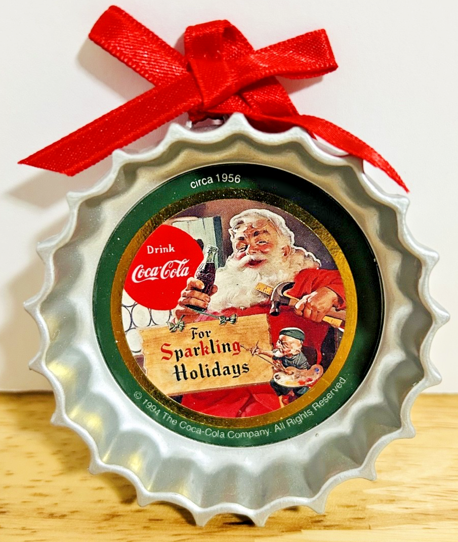 Coca-Cola Trim A Tree Santa Bottle Cap Ornament 1990 Boxed Coke