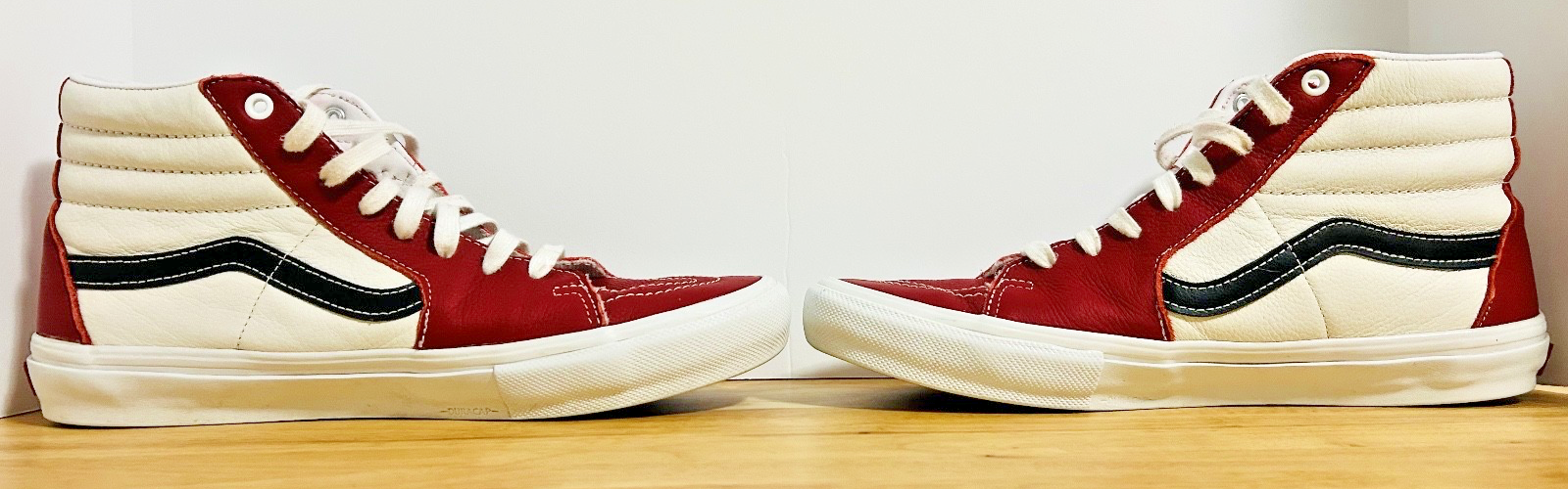 Vans Sk8-Hi Red White Leather Skate Shoes Men’s 11 PopCush