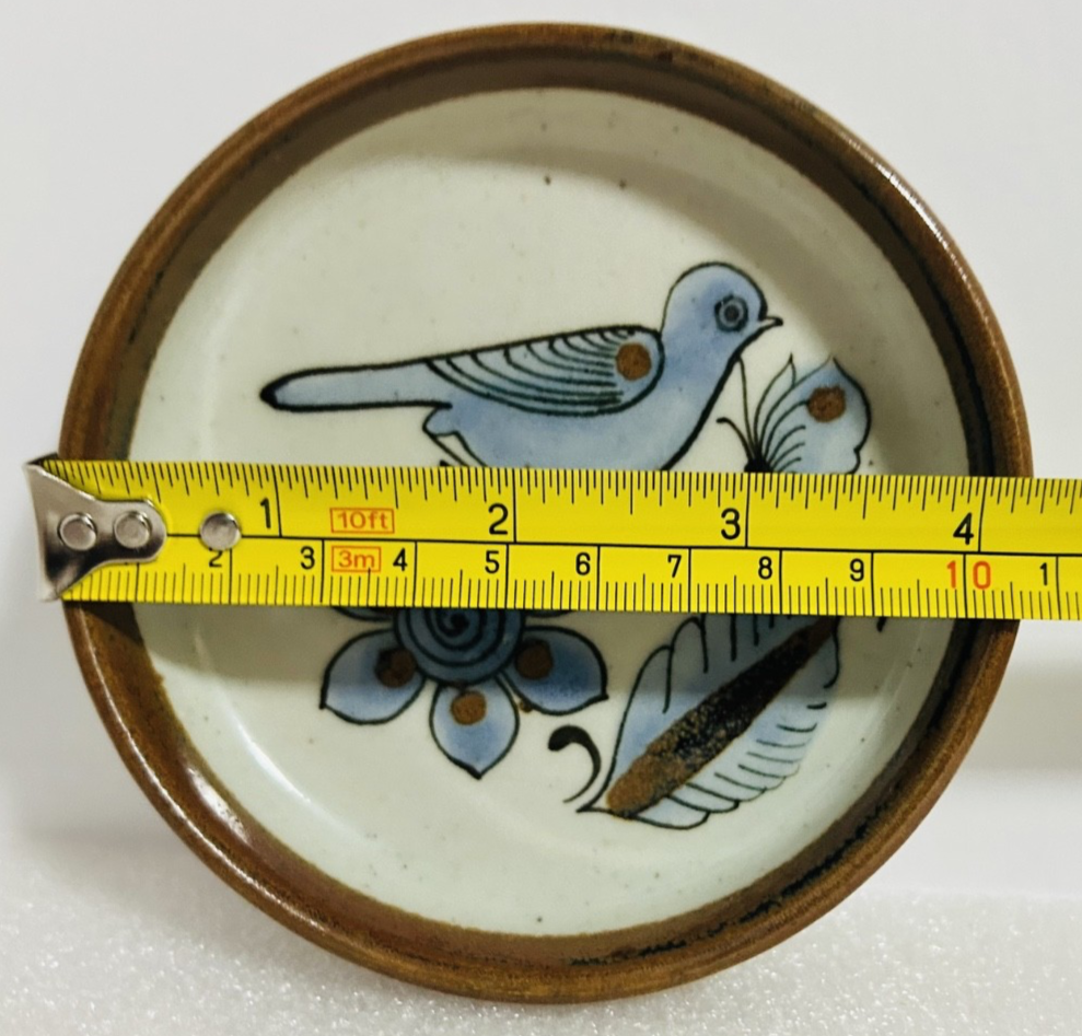 El Palomar Mexico Bird Teapot w Lid Tray Dish Set Blue Pottery VTG