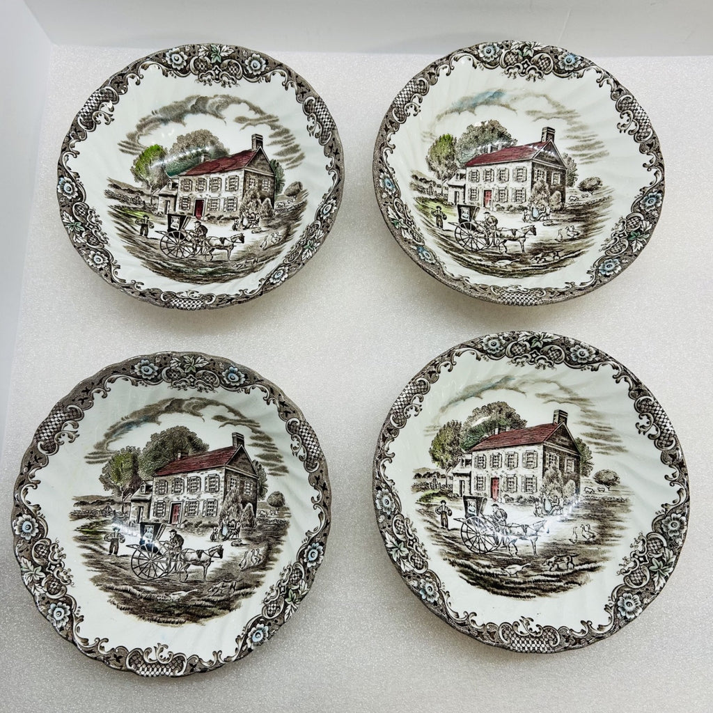 Johnson Brothers Pennsylvania Fieldstone Soup Cereal Bowls Set of 4 England