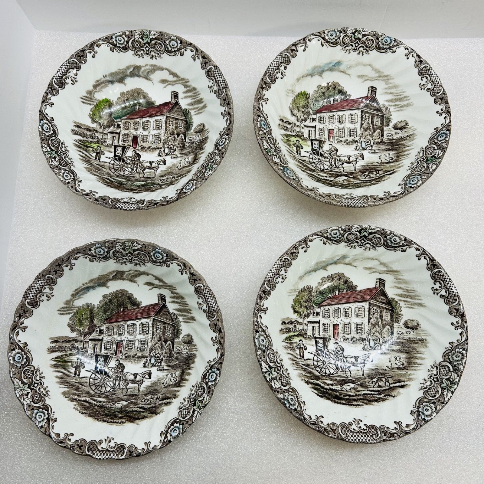 Johnson Brothers Pennsylvania Fieldstone Soup Cereal Bowls Set of 4 England