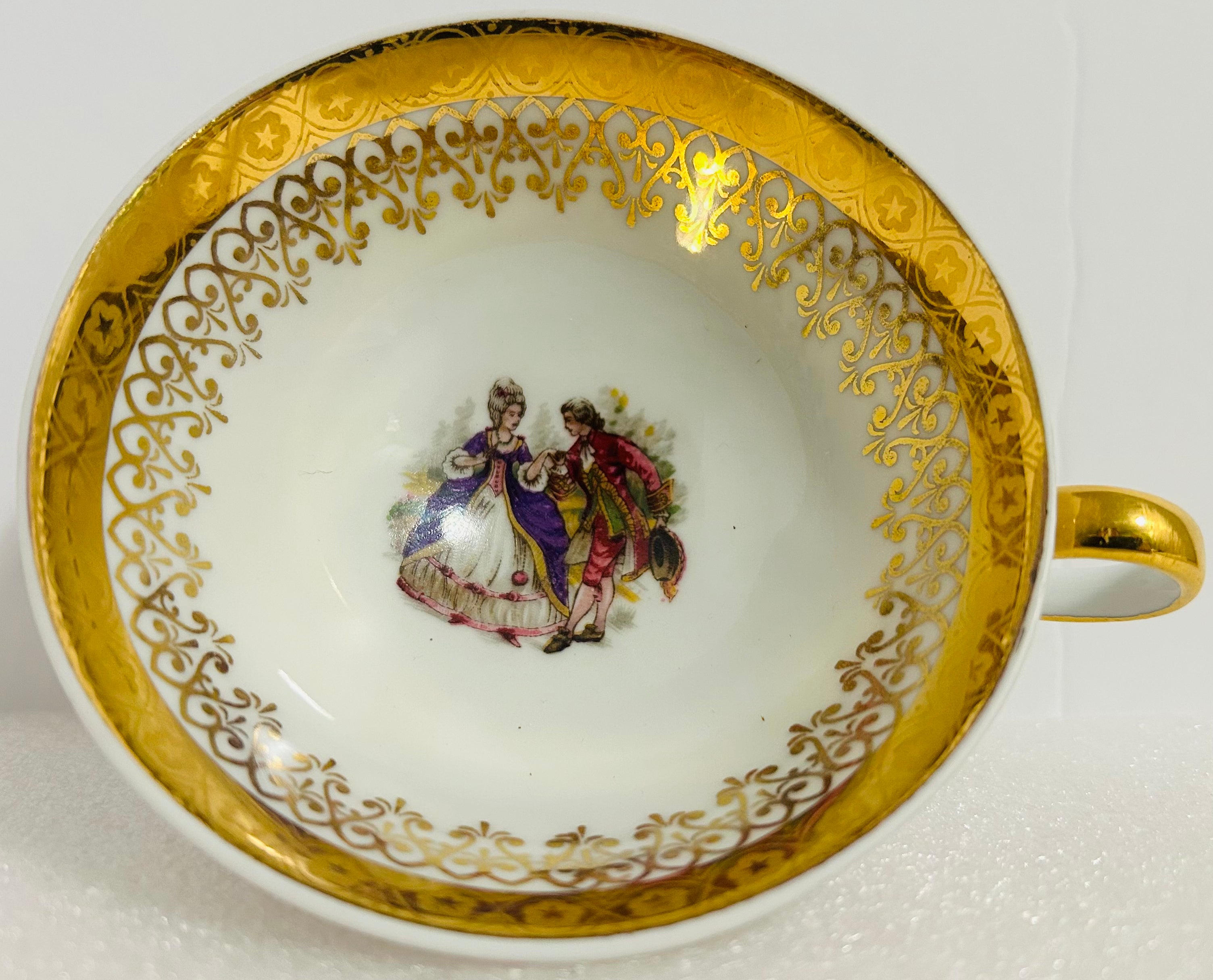 Royal Staffordshire Olde Beau Teacup Saucer Gold Floral England