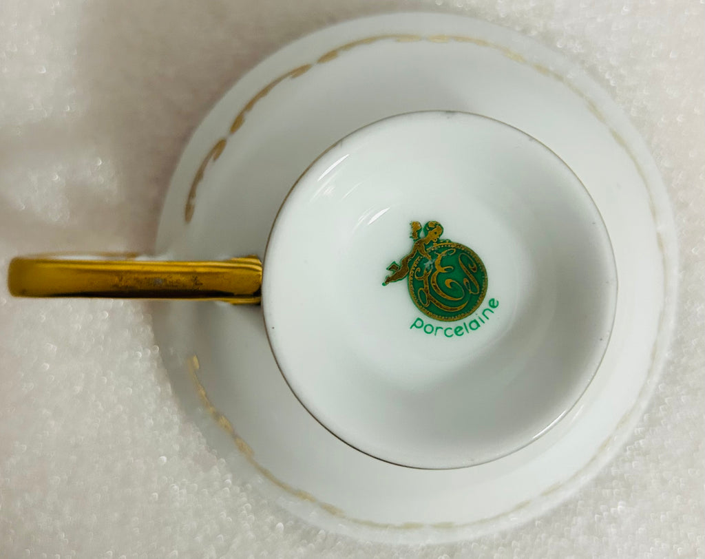 Royal Staffordshire Olde Beau Teacup Saucer Gold Floral England