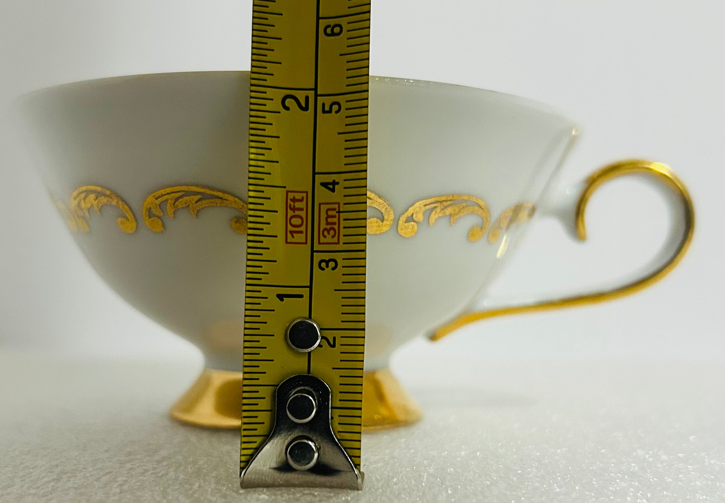 Royal Staffordshire Olde Beau Teacup Saucer Gold Floral England