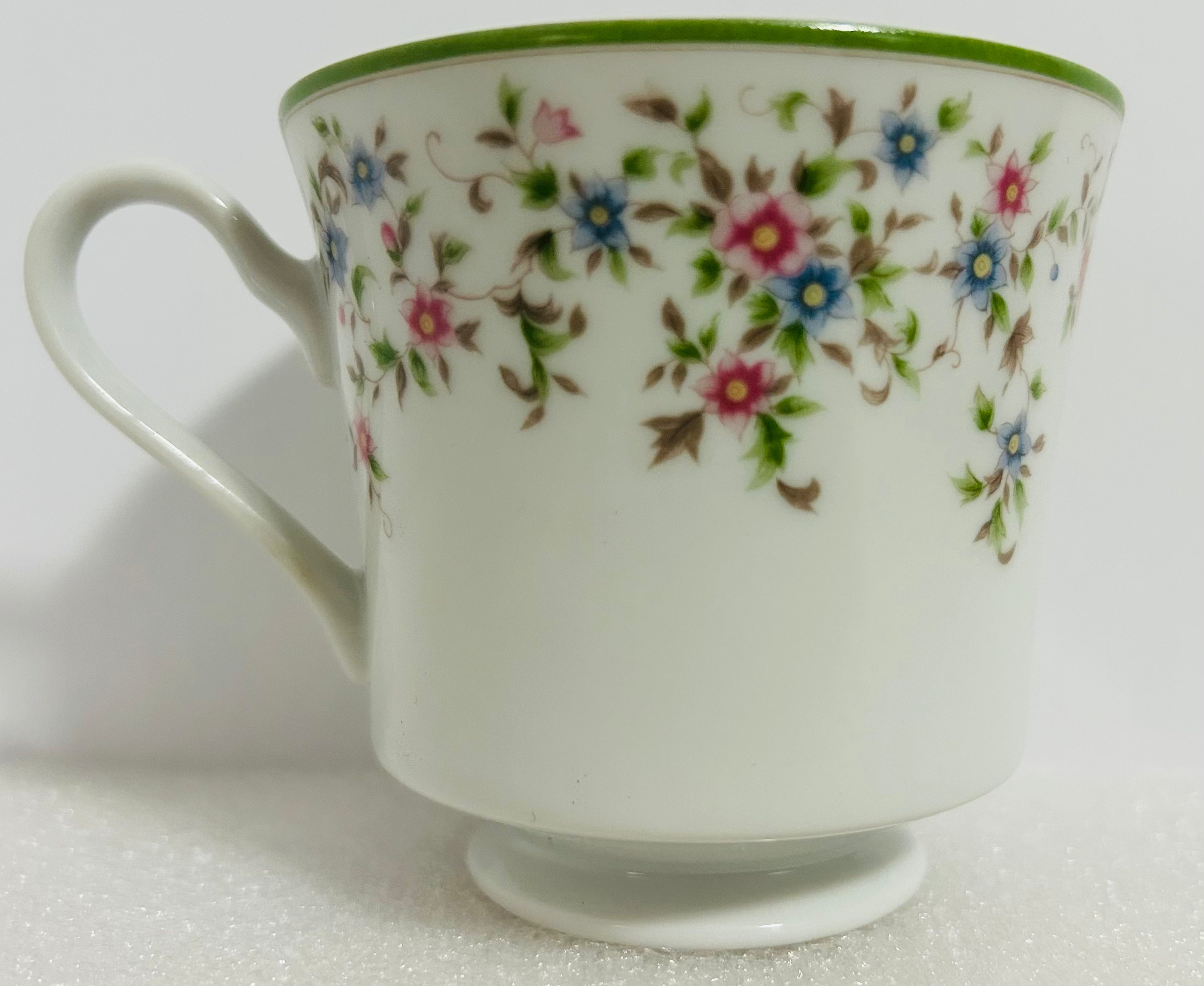 Mikasa Beaumont L5003 Cup Saucer Plate Set Japan Floral Green Rim