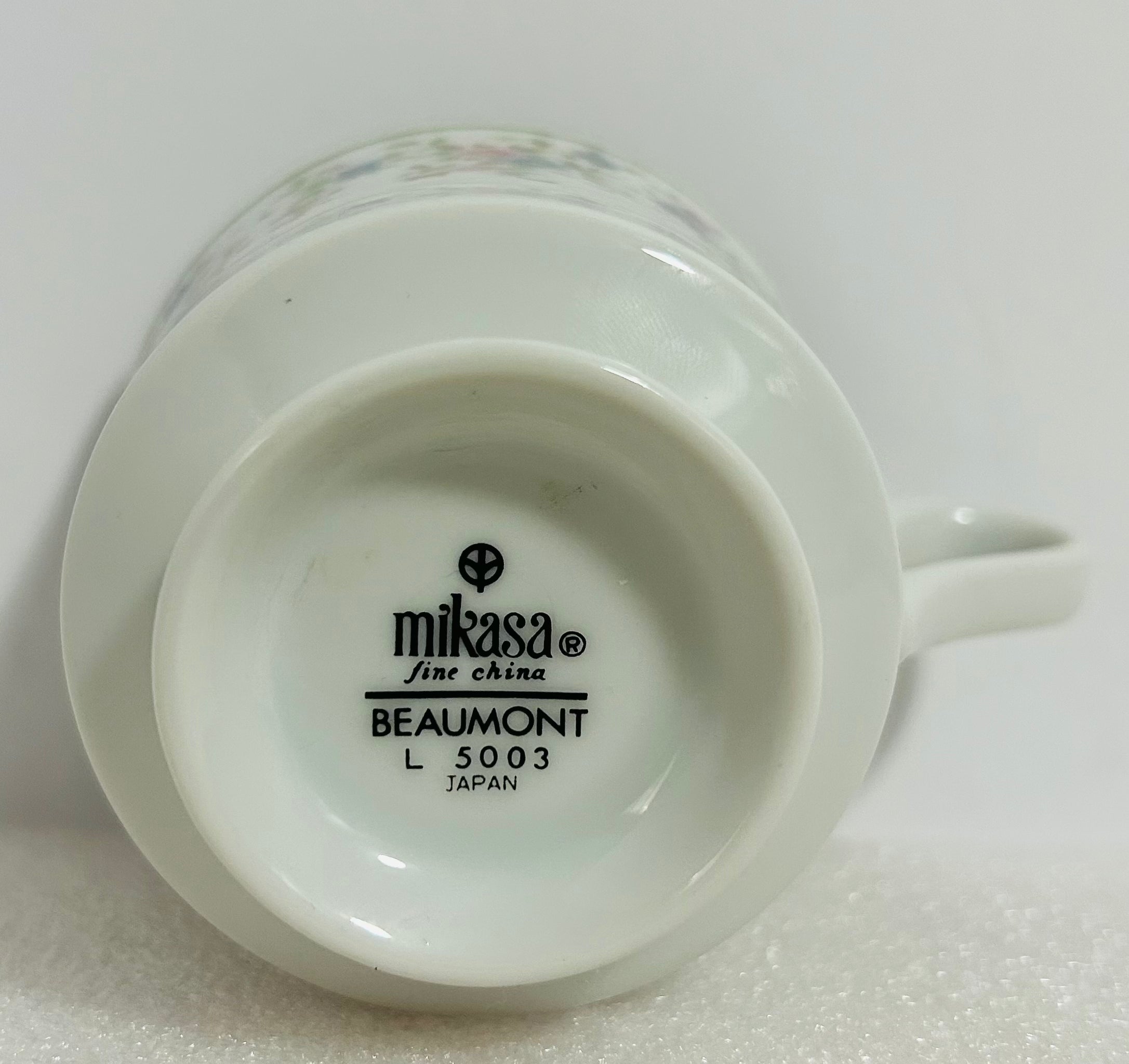 Mikasa Beaumont L5003 Cup Saucer Plate Set Japan Floral Green Rim