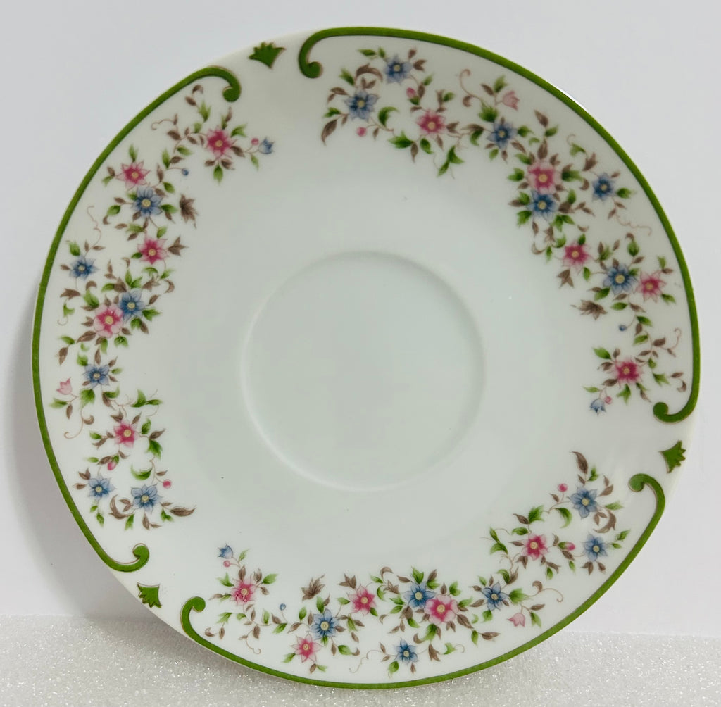 Mikasa Beaumont L5003 Cup Saucer Plate Set Japan Floral Green Rim