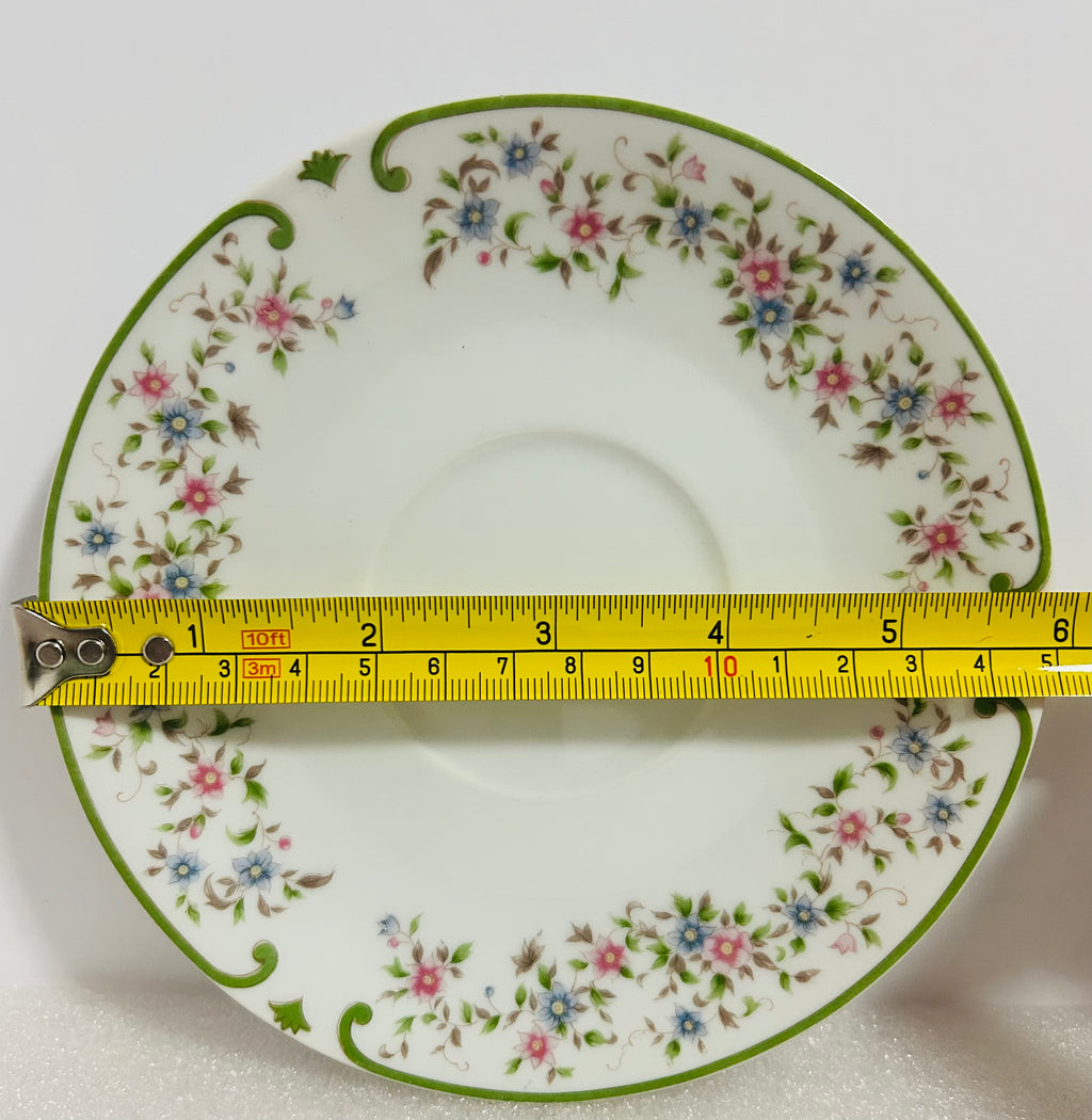 Mikasa Beaumont L5003 Cup Saucer Plate Set Japan Floral Green Rim