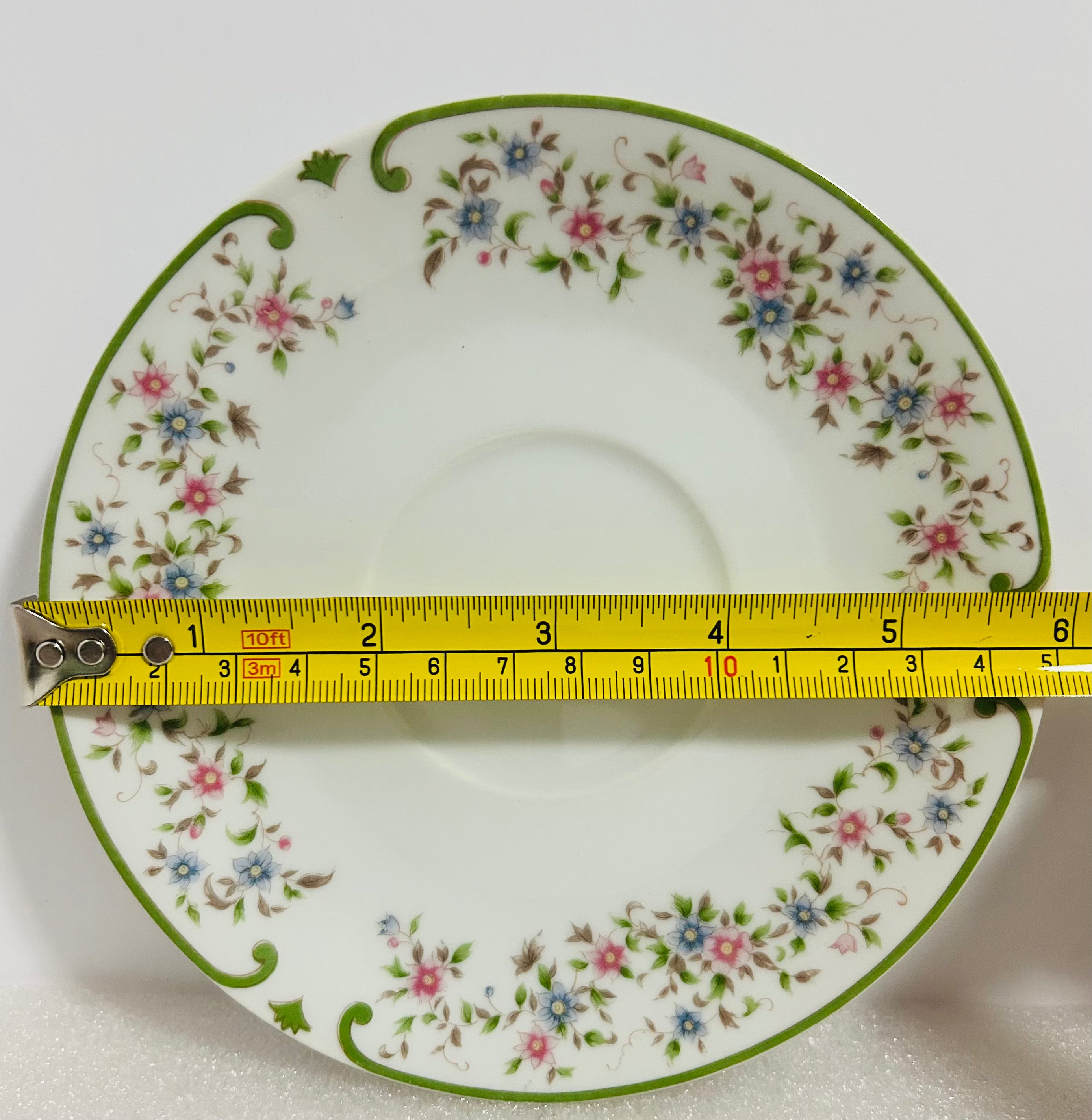 Mikasa Beaumont L5003 Cup Saucer Plate Set Japan Floral Green Rim