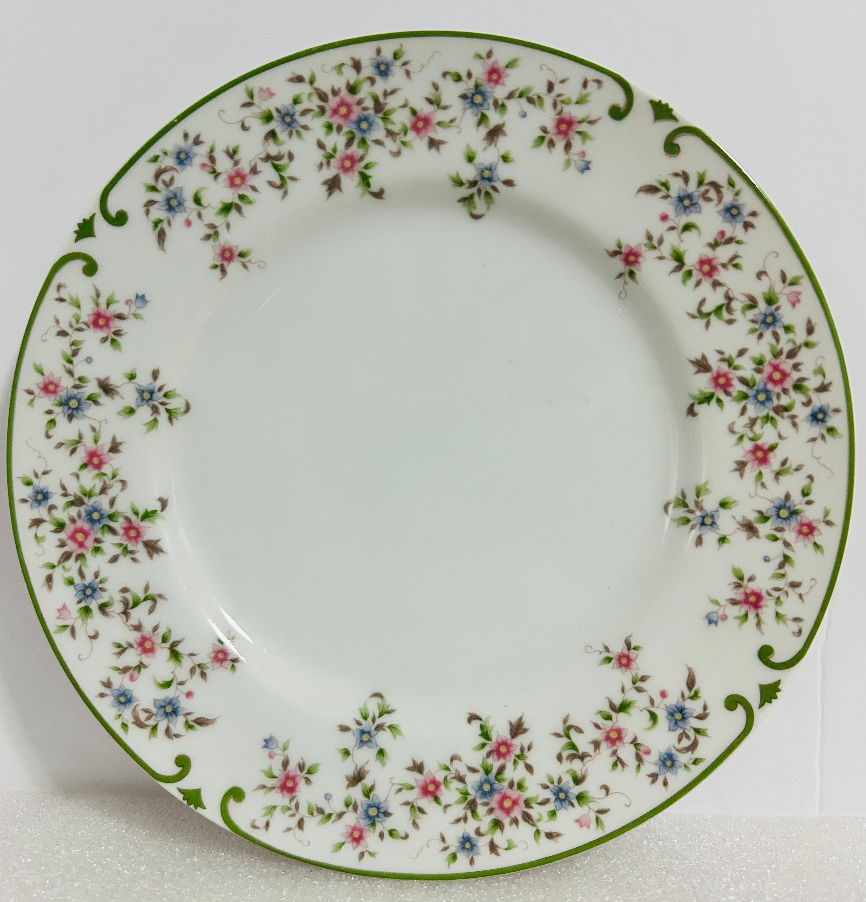Mikasa Beaumont L5003 Cup Saucer Plate Set Japan Floral Green Rim