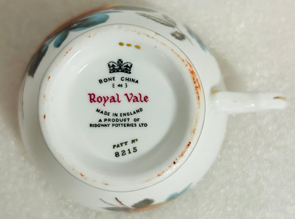 Royal Vale Bone China Teacup Saucer Set Yellow Rose Gold 8215