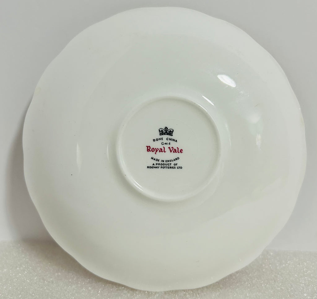 Royal Vale Bone China Teacup Saucer Set Yellow Rose Gold 8215