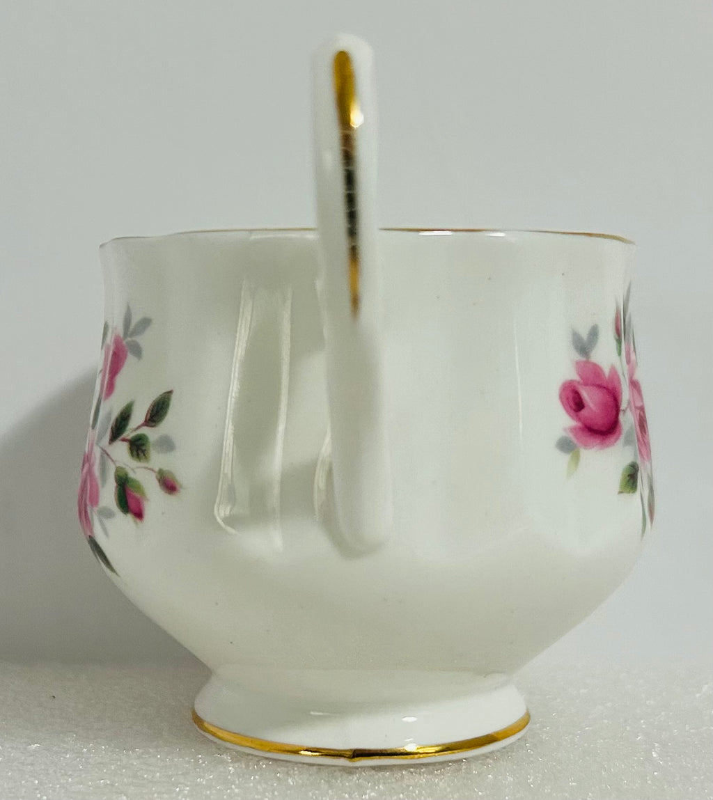 Rosina Fine Bone China Teacup Saucer Pink Roses Gold England
