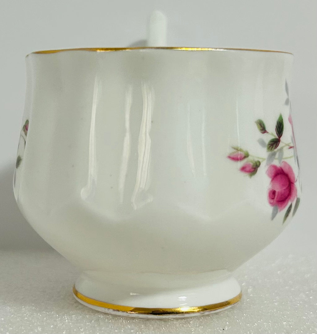 Rosina Fine Bone China Teacup Saucer Pink Roses Gold England