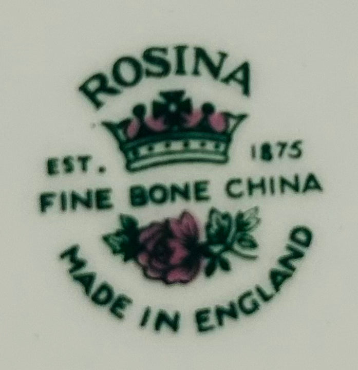 Rosina Fine Bone China Teacup Saucer Pink Roses Gold England
