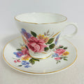 Crown Trent Fine Bone China Teacup Saucer Floral Gold England