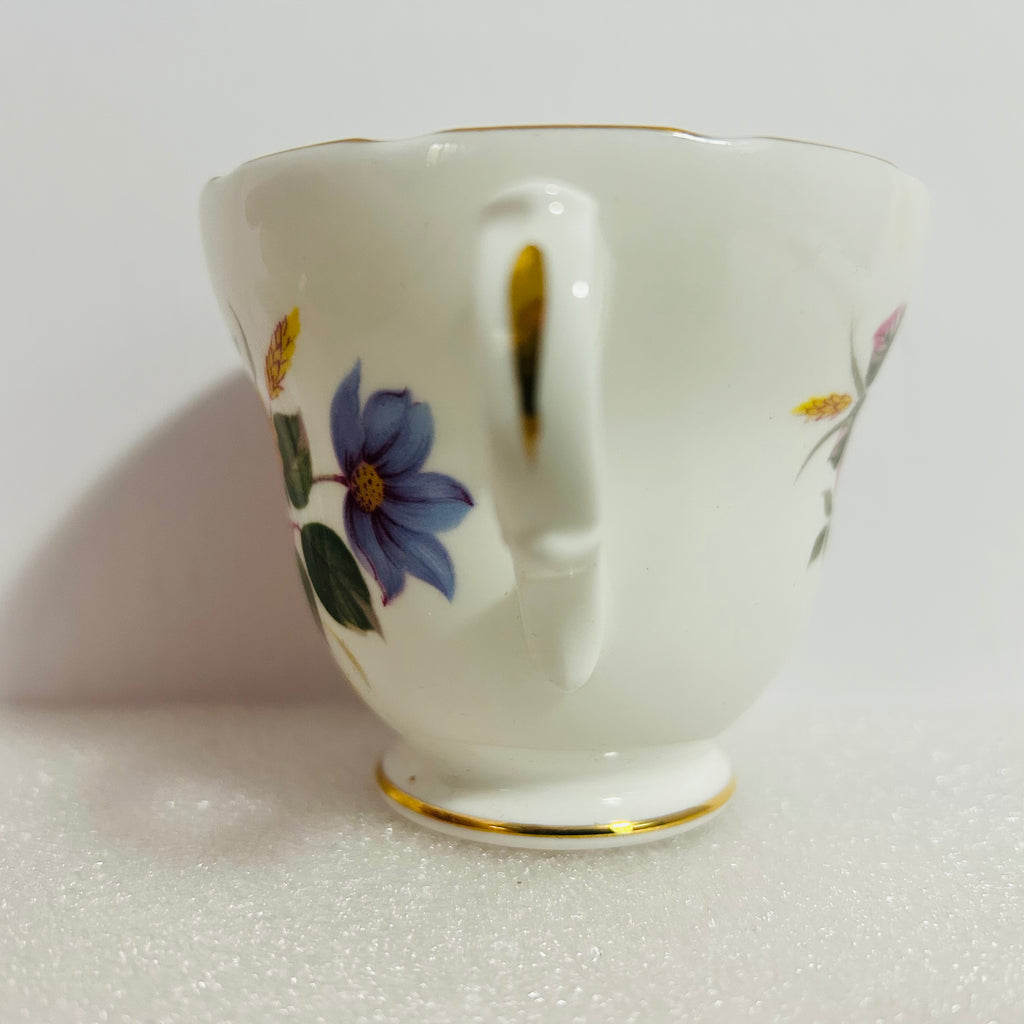Crown Trent Fine Bone China Teacup Saucer Floral Gold England