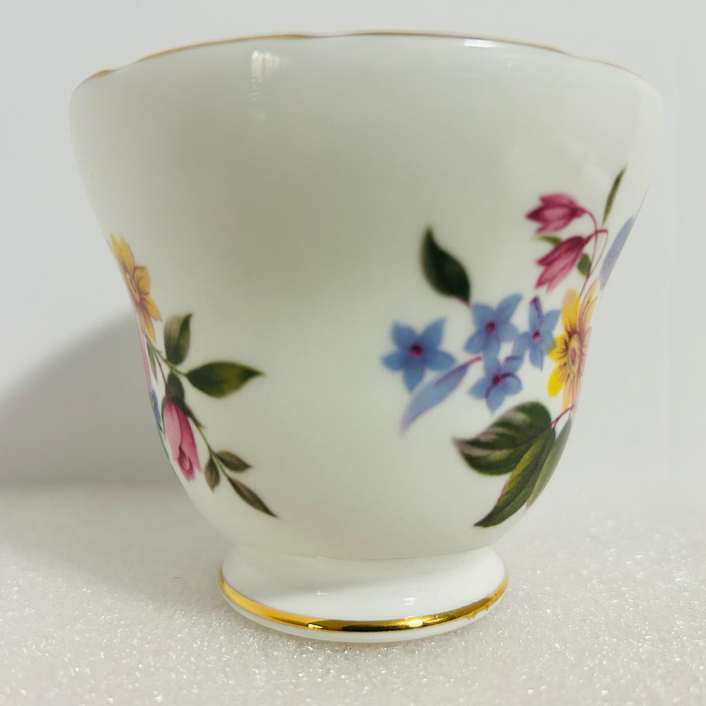 Crown Trent Fine Bone China Teacup Saucer Floral Gold England