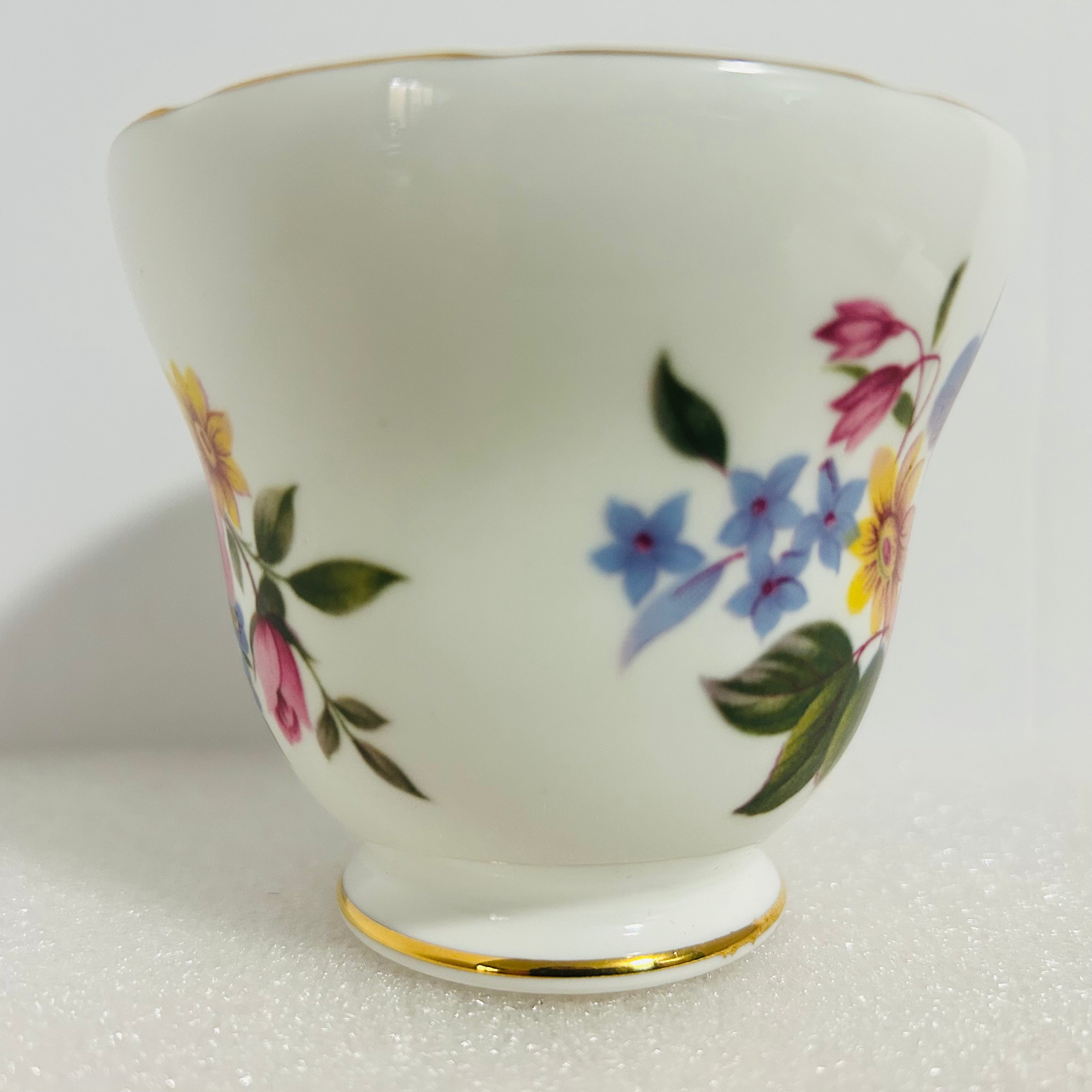 Crown Trent Fine Bone China Teacup Saucer Floral Gold England