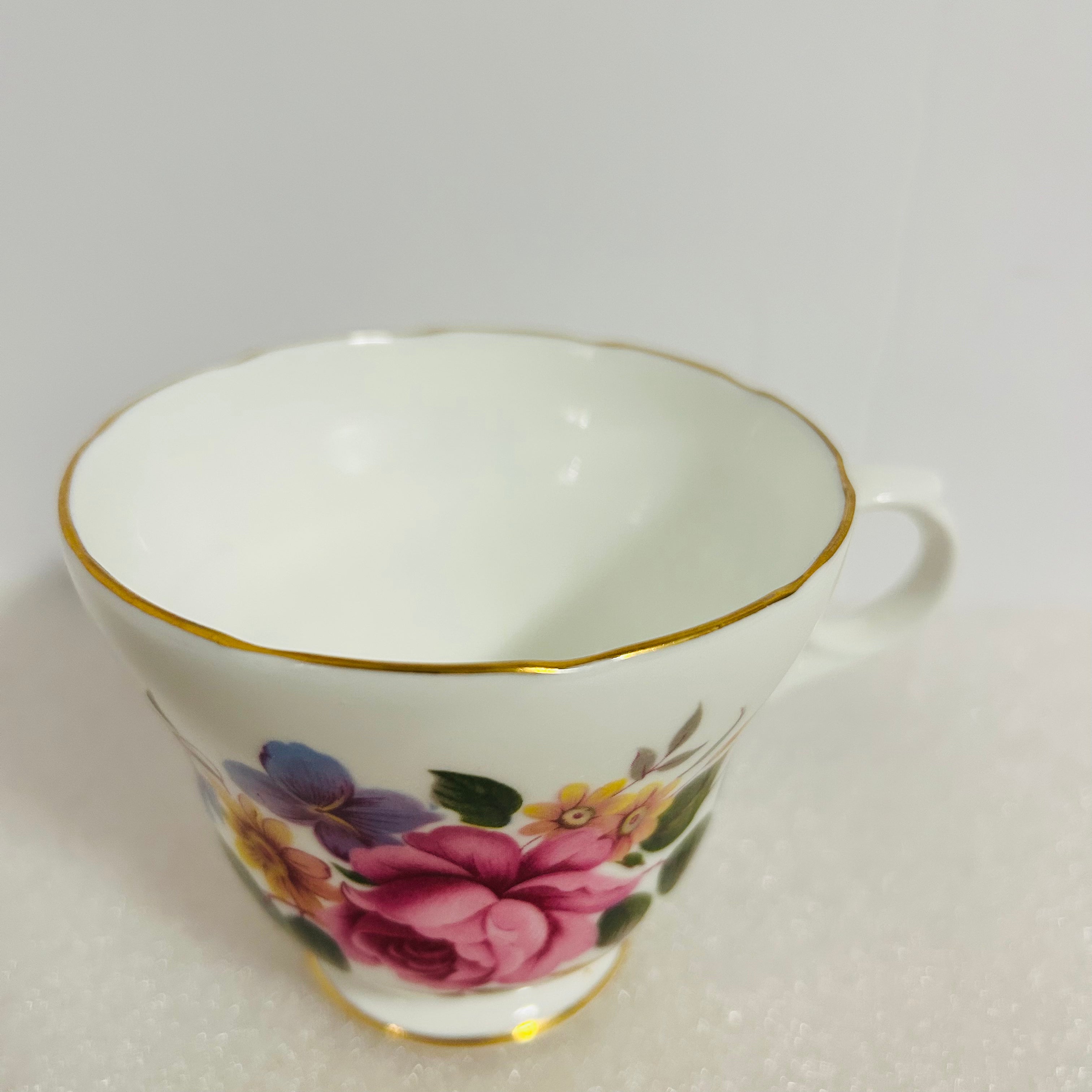 Crown Trent Fine Bone China Teacup Saucer Floral Gold England