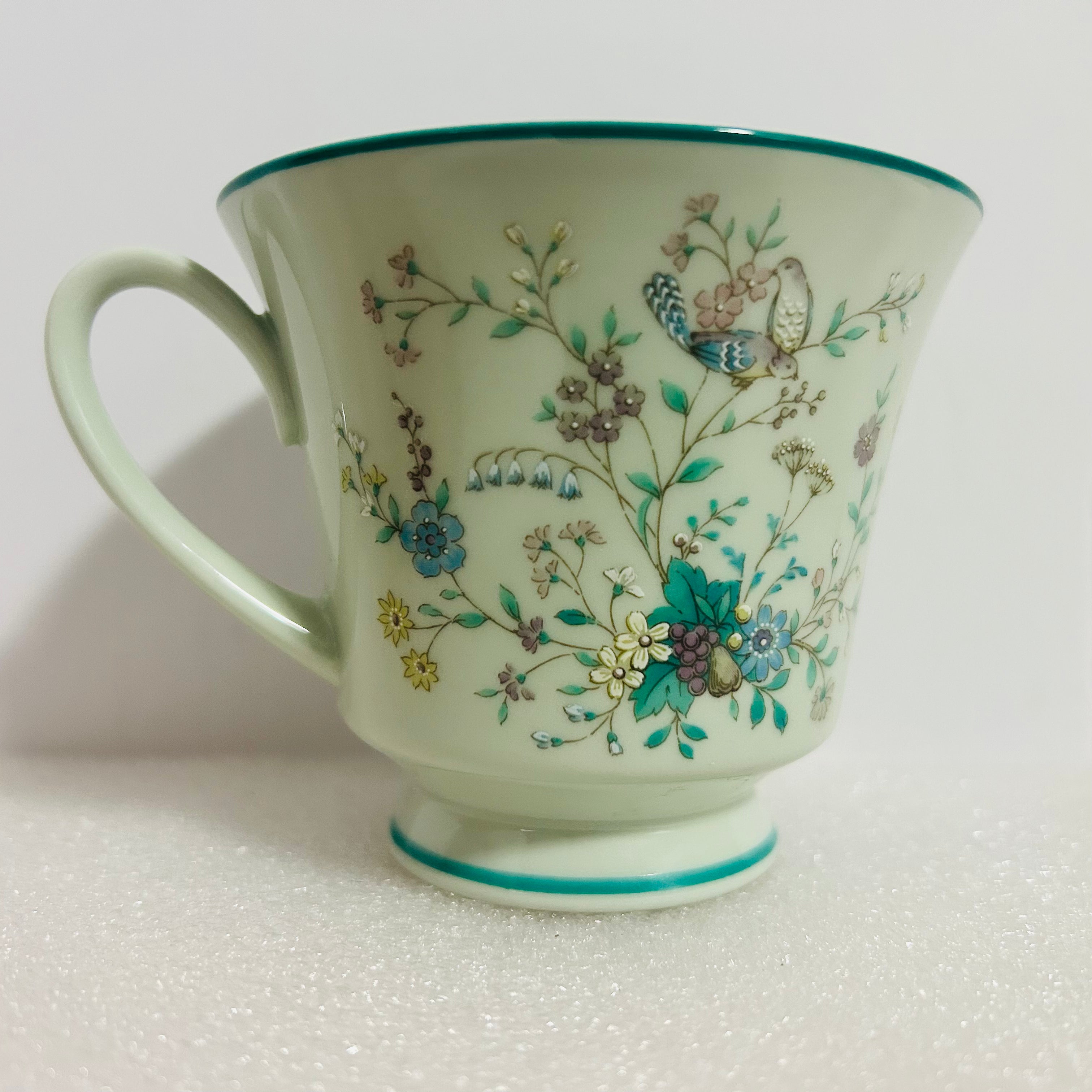 Noritake Paradise 8223 W80 Teacup Saucer Mint Green Japan