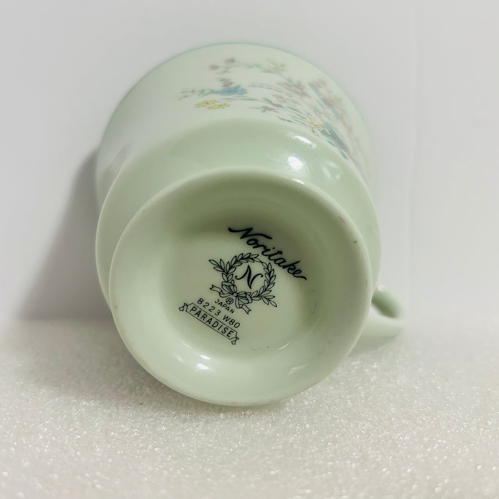 Noritake Paradise 8223 W80 Teacup Saucer Mint Green Japan
