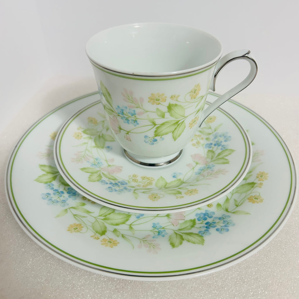 Noritake Essence 2606 Cup Saucer & Salad Plate Set Floral Japan