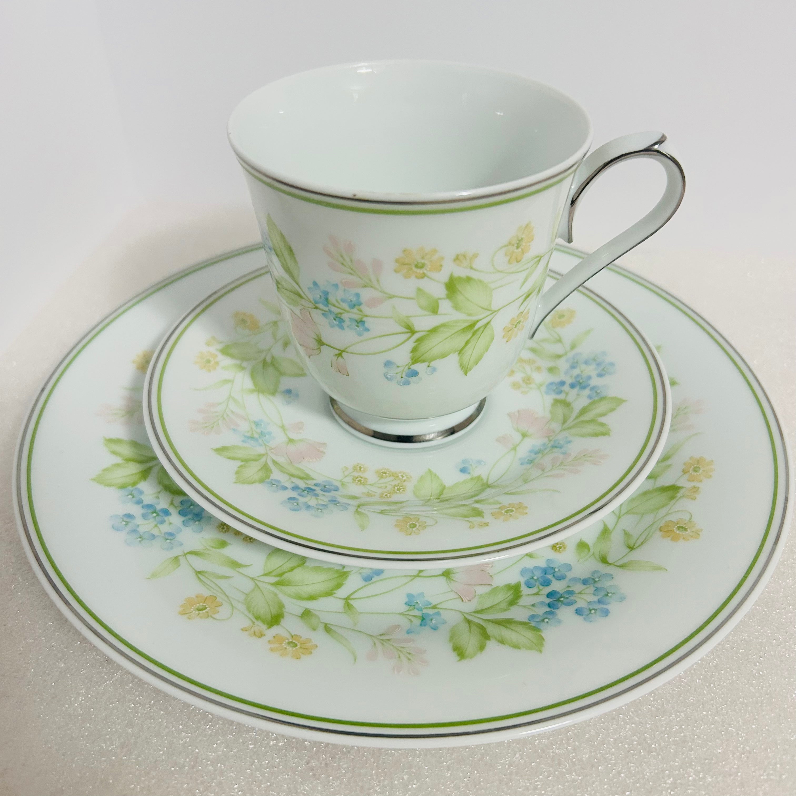 Noritake Essence 2606 Cup Saucer & Salad Plate Set Floral Japan