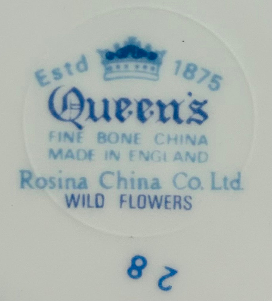 Queen’s Rosina Wild Flowers Bone China Teacup Saucer England
