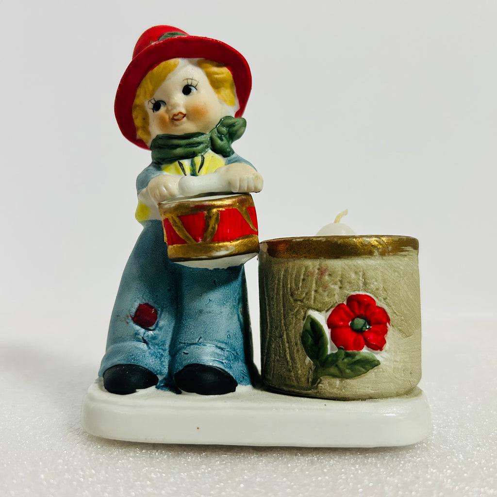 Vintage JASCO Christmas Lumkins Drummer Boy Candle Holder 1978