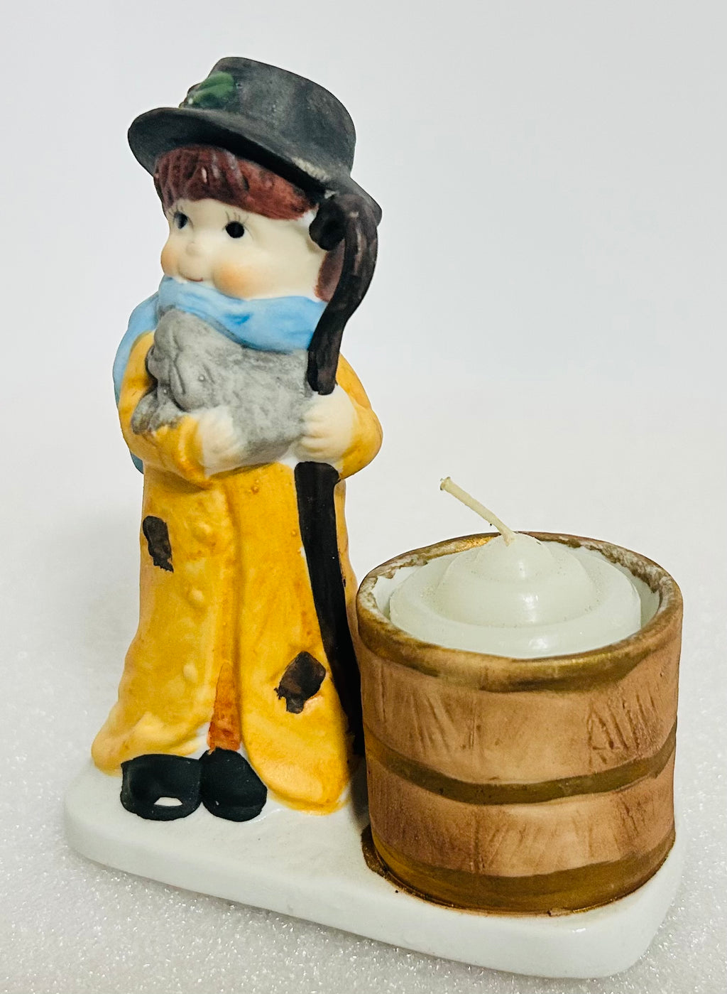 Vintage 1978 Jasco Christmas Figurine #11 Boy w Barrel Candle Holder