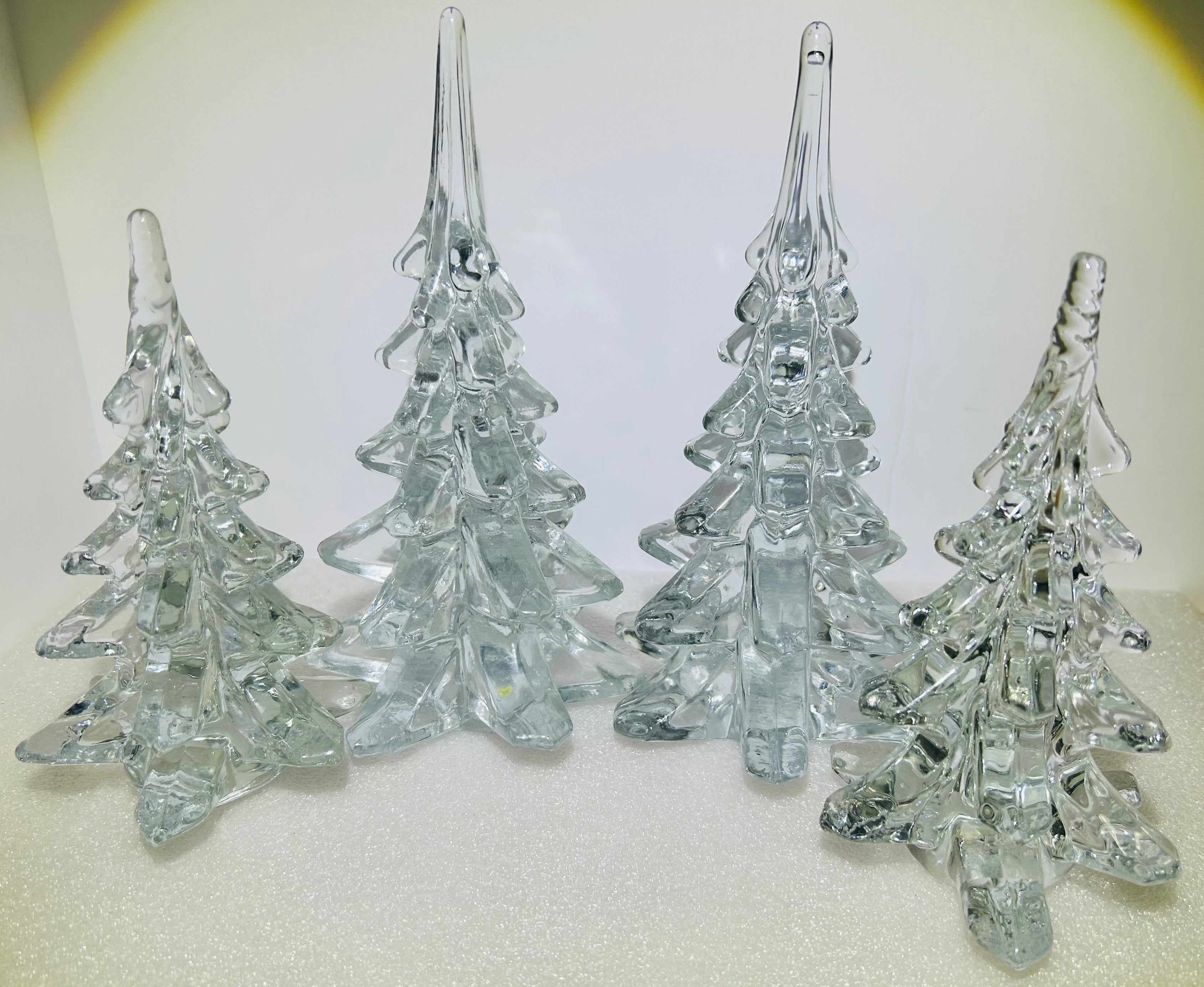Silvestri Clear Art Glass Christmas Trees Set 4: 2x 8” 2x 6”
