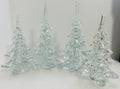 Silvestri Clear Art Glass Christmas Trees Set 4: 2x 8” 2x 6”