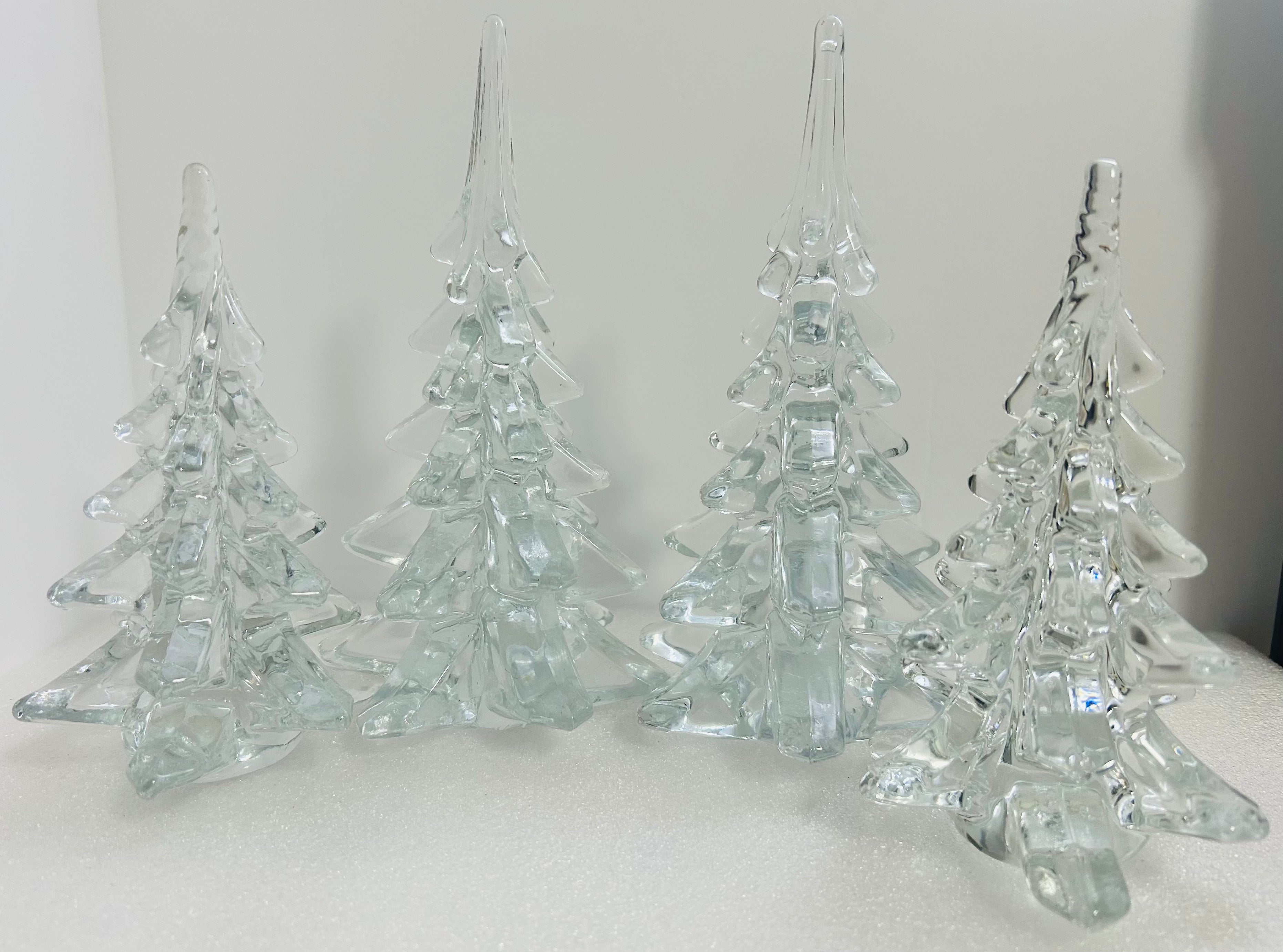 Silvestri Clear Art Glass Christmas Trees Set 4: 2x 8” 2x 6”
