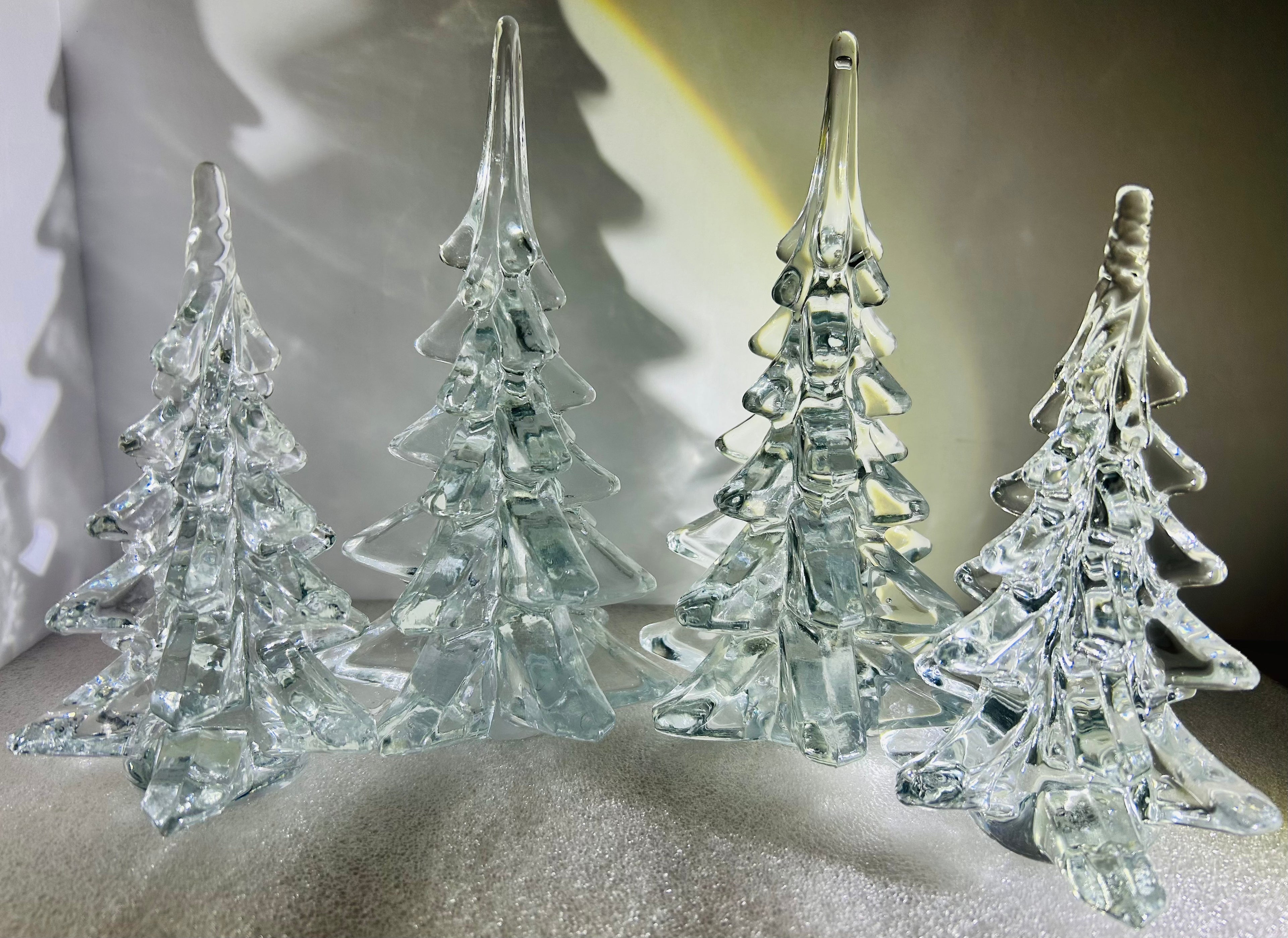 Silvestri Clear Art Glass Christmas Trees Set 4: 2x 8” 2x 6”