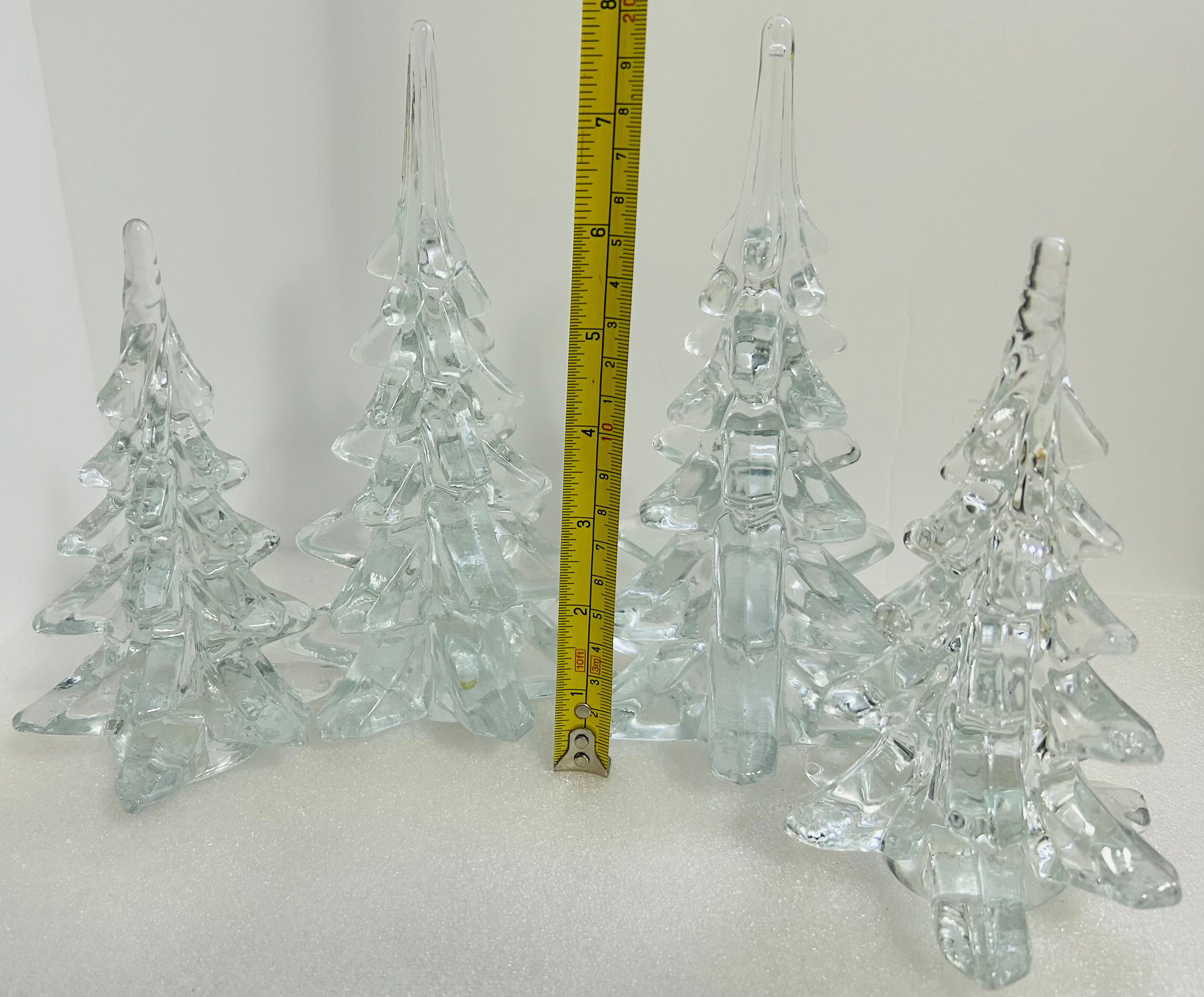 Silvestri Clear Art Glass Christmas Trees Set 4: 2x 8” 2x 6”