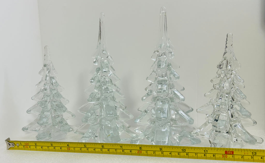 Silvestri Clear Art Glass Christmas Trees Set 4: 2x 8” 2x 6”