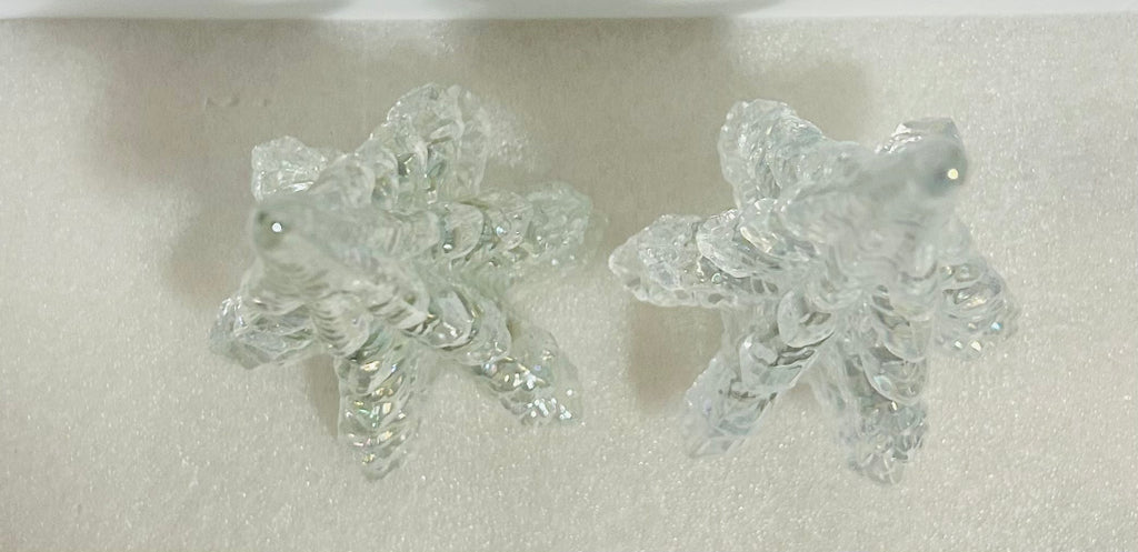Enesco 1990 Iridescent Glass Christmas Trees 8" Set of 2